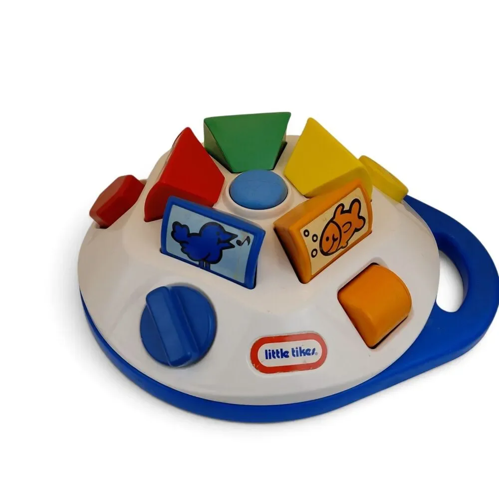 Little Tikes Vtg 90s Baby Pop up Spinning Carousel Activity Toy Sounds Animals